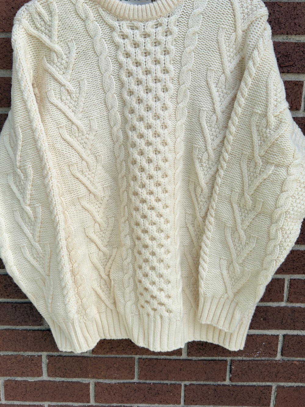 SAOL 100% Marino Wool Irish Wool Sweater Cable Knit
Fisherman Pullover